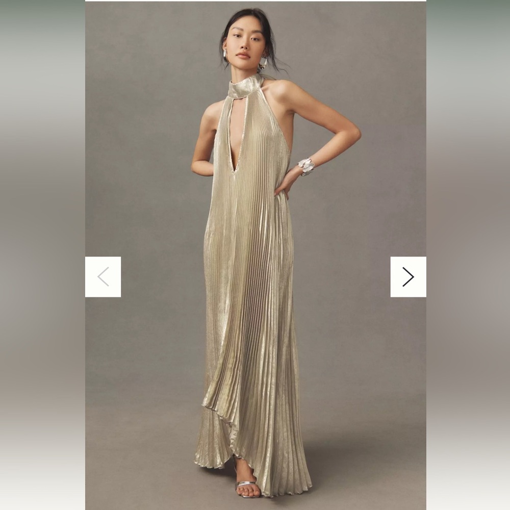 Anthropologie L'IDÉE Opera Halter Cutout Maxi Gown
